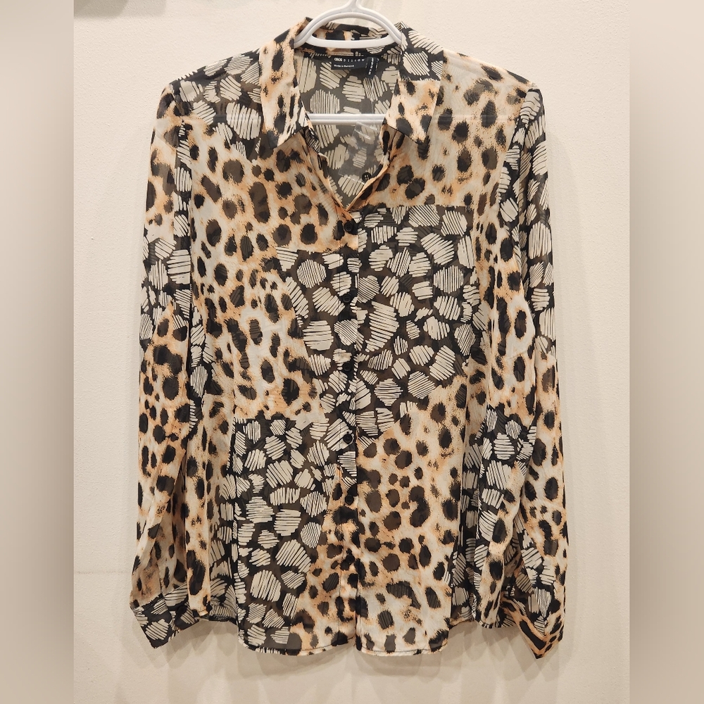 ASOS DESIGN Long Sleeve Soft Shirt, Mixed Animal Print, Size US 8